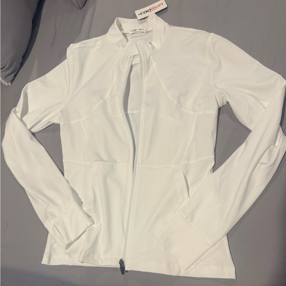 White Women's Zip-Front Active Jacket